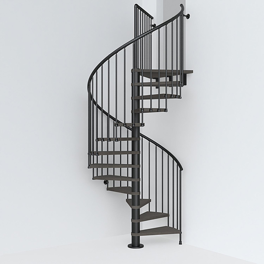 Fontanot spiraltrappa Spin T 030 - Trappa 333-380 cm, 118 cm, Svart / Mörk alm
