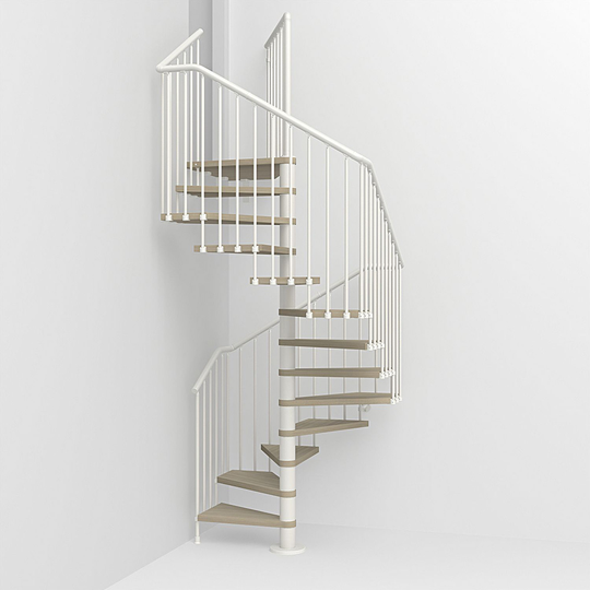 Fontanot spiraltrappa Spin Q 030 - Trappa 333-380 cm, 118 cm, Vit / Ljus alm