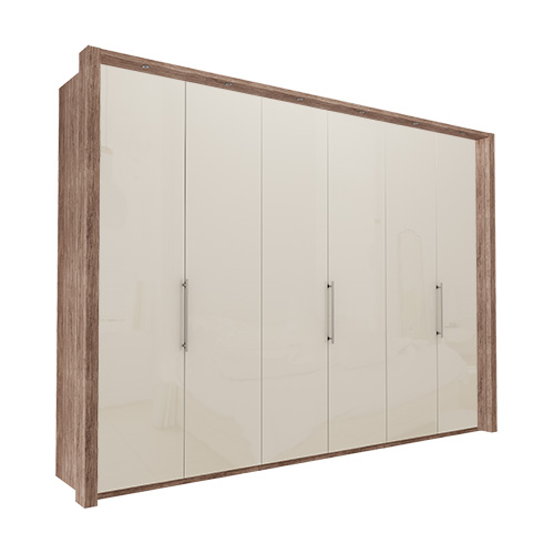 Garderob Atlanta - Mörk rustik ek 300 cm, 236 cm, Med ram