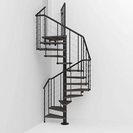 Fontanot spiraltrappa Spin Q 010 A - Trappa 291-332 cm , 118 cm, Svart / Mörk alm