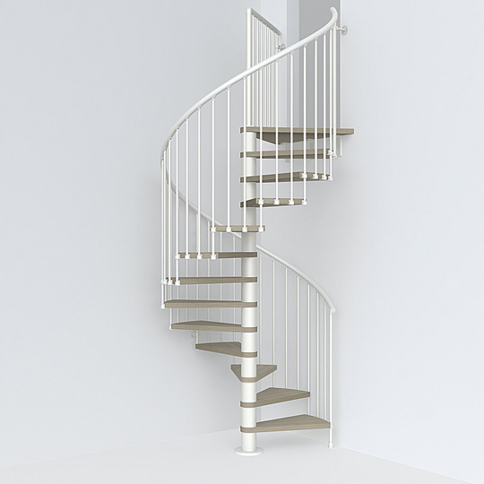 Fontanot spiraltrappa Spin T 030 - Trappa 333-380 cm, 118 cm, Vit / Ljus alm