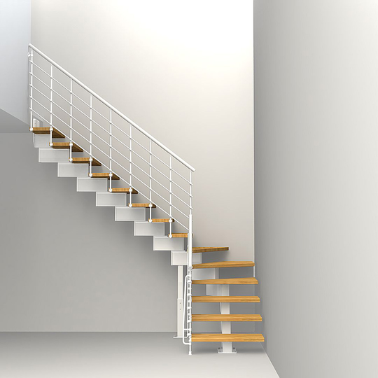 Fontanot OAK 90 XTRA - Trappa 90 cm , Vit / Naturell, 298-372 cm