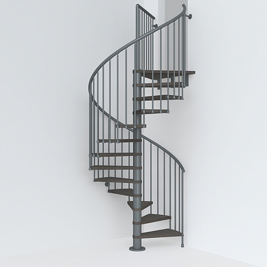 Fontanot spiraltrappa Spin T 030 - Trappa 333-380 cm, 118 cm, Grå / Mörk alm