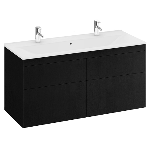Kommod med tvättställ IFÖ Sense 1200 mm (2 blandarhål), Svart