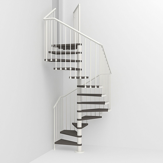 Fontanot spiraltrappa Spin Q 030 - Trappa 291-332 cm , 118 cm, Vit / Mörk alm