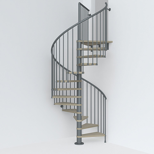 Fontanot spiraltrappa Spin T 030 - Trappa 291-332 cm , 148 cm, Grå / Ljus alm