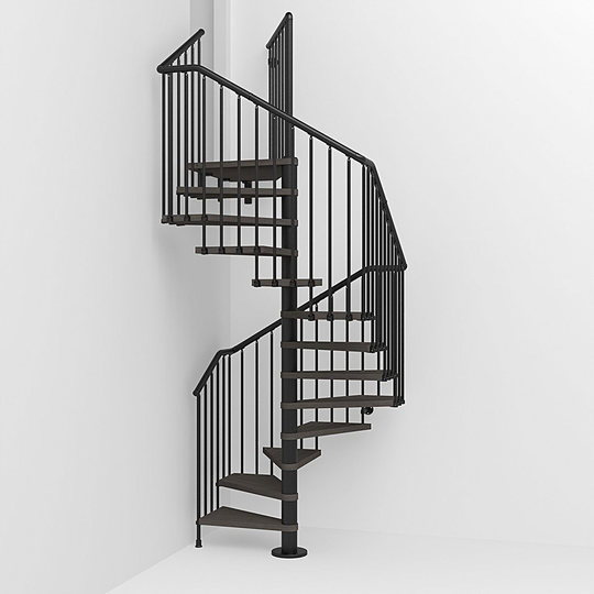Fontanot spiraltrappa Spin Q 030 - Trappa 333-380 cm, 138 cm, Svart / Mörk alm