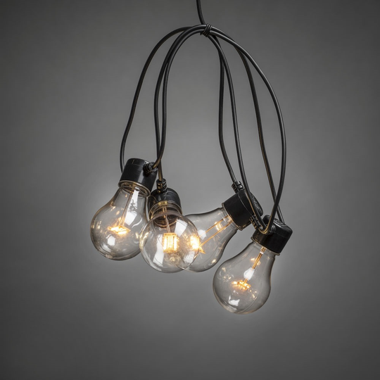 14,5 m amber/svart Konstsmide ljusslinga 10 st LED