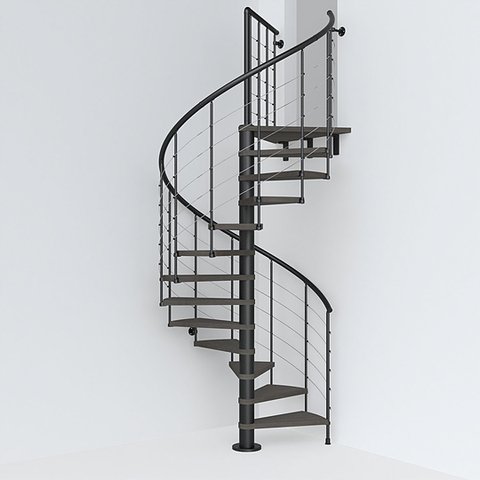 Fontanot spiraltrappa Spin T 010 A - Trappa 312-356 cm, 148 cm, Svart / Mörk alm