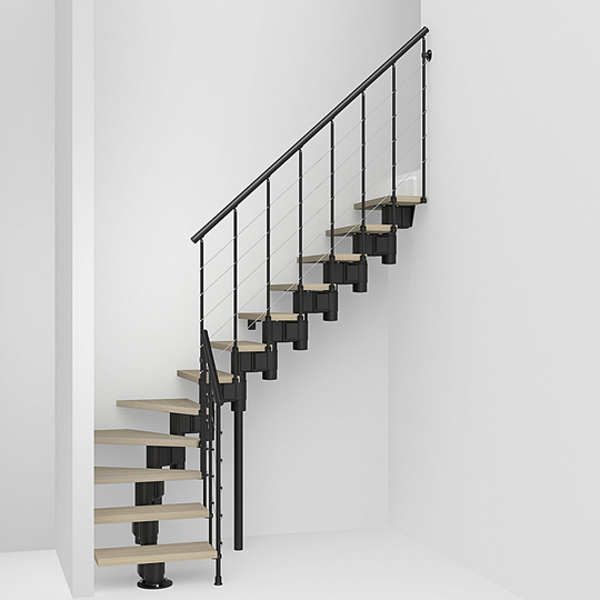 Fontanot Spin R 010 A - Trappa 242-327 cm, Svart / Ljus alm, 80 cm