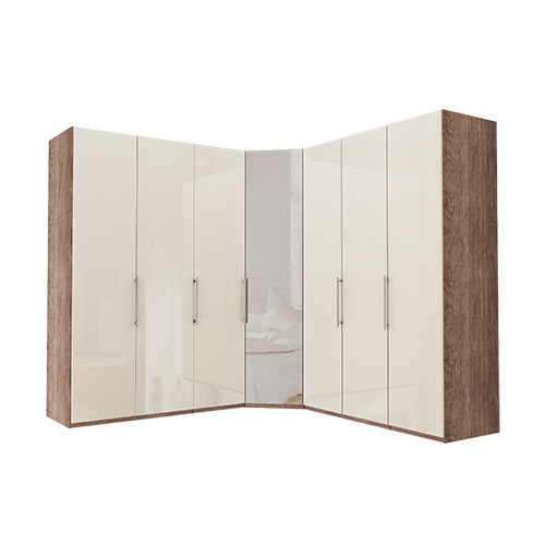 Garderob Atlanta - Mörk rustik ek 150 + hörn + 150, 216 cm