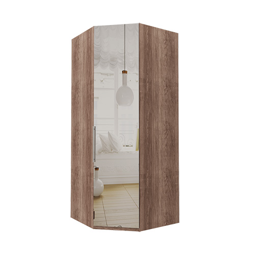 Hörn Atlanta garderob 216 cm, Spegel, Mörk rustik ek