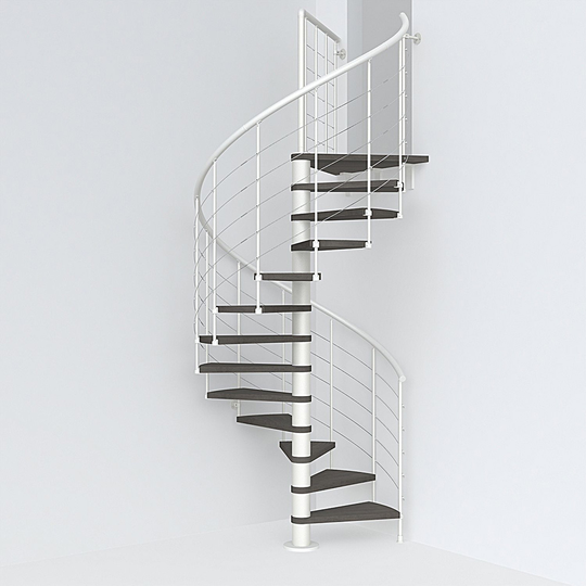 Fontanot spiraltrappa Spin T 010 A - Trappa 291-332 cm , 138 cm, Vit / Mörk alm