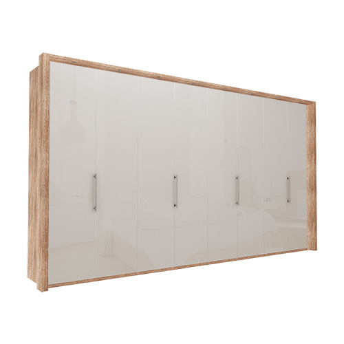 Garderob Atlanta - Ljus rustik ek 400 cm, 216 cm, Med ram
