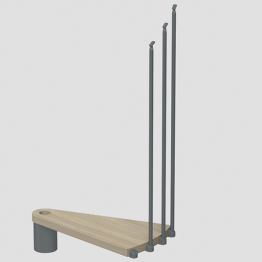Fontanot Spin T 030 - Extra steg trappa 148 cm, Grå / Ljus alm