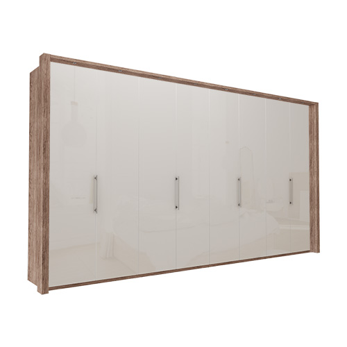 Garderob Atlanta - Mörk rustik ek 400 cm, 236 cm, Med ram