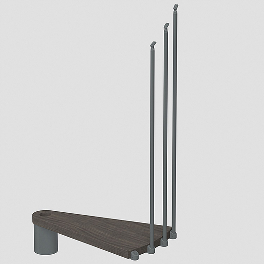 Fontanot Spin T 030 - Extra steg trappa 128 cm, Grå / Mörk alm