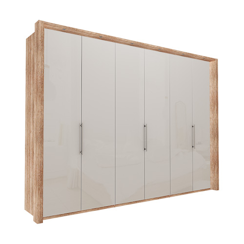 Garderob Atlanta - Ljus rustik ek 300 cm, 236 cm, Med ram
