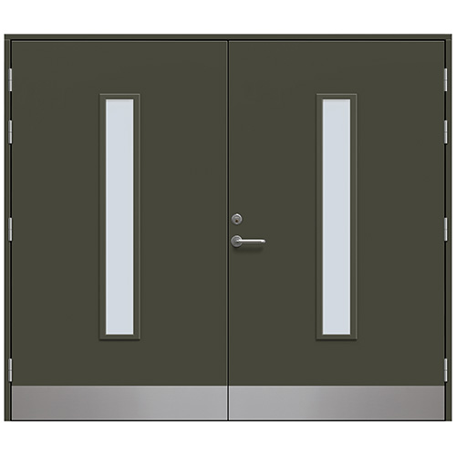 Slagport Stehag 2400 x 2100 mm, Frostat glas, Olivgrön
