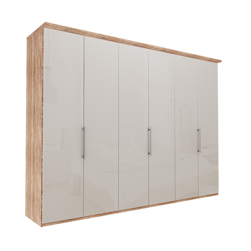 Garderob Atlanta - Ljus rustik ek 300 cm, 236 cm, Med kornisch