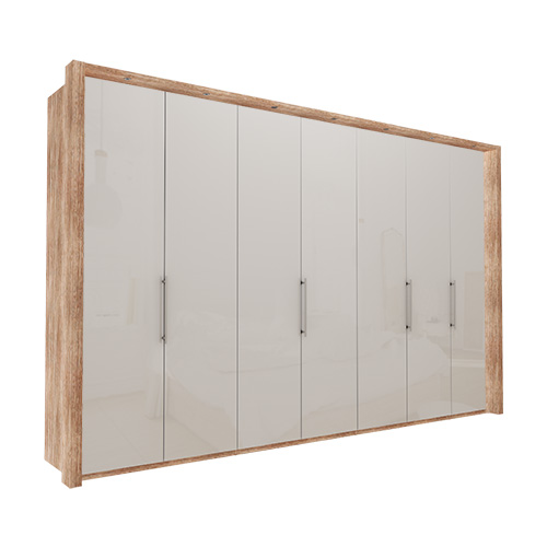 Garderob Atlanta - Ljus rustik ek 350 cm, 236 cm, Med ram