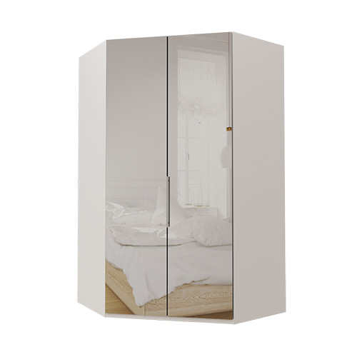 Walk-in Atlanta garderob 216 cm, Spegel, Vit