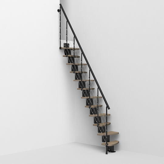 Fontanot alternerande trappsteg Spin SP 010 A - Trappa 269-327 cm, Svart / Ljus alm