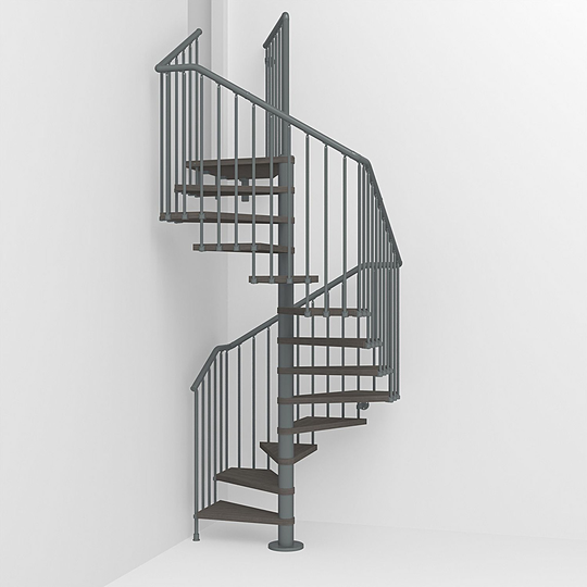 Fontanot spiraltrappa Spin Q 030 - Trappa 312-356 cm, 118 cm, Grå / Mörk alm