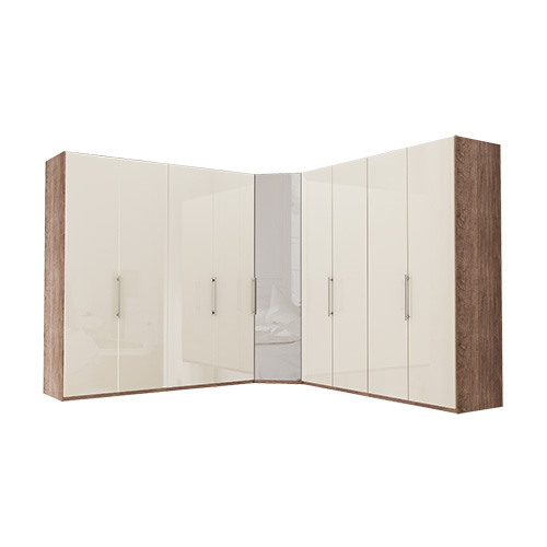 Garderob Atlanta - Mörk rustik ek 200 + hörn + 200, 236 cm