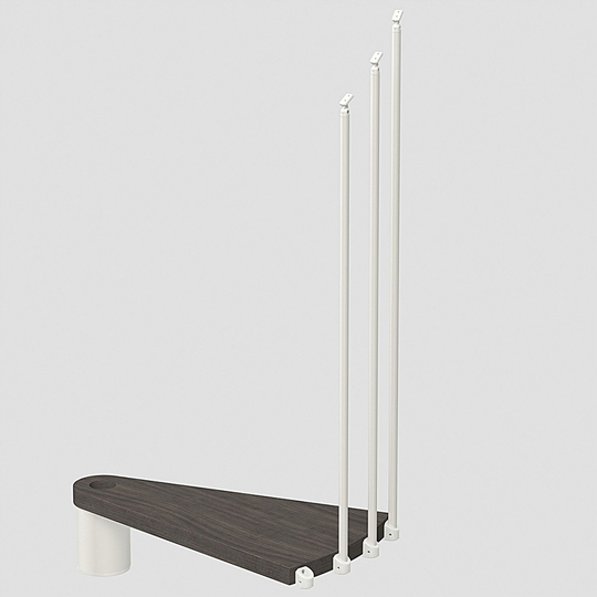 Fontanot Spin T 030 - Extra steg trappa 148 cm, Vit / Mörk alm