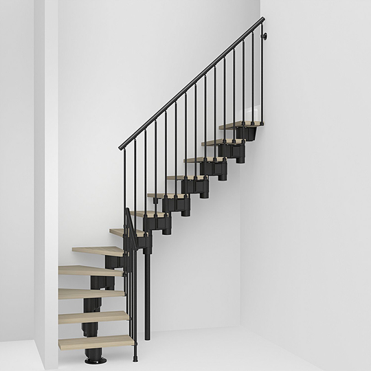 Fontanot Spin R 030 - Trappa 258-349 cm, Svart / Ljus alm, 65 cm
