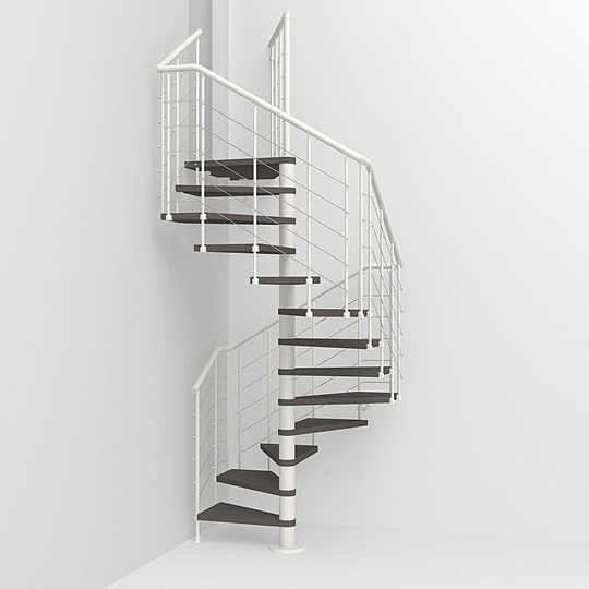 Fontanot spiraltrappa Spin Q 010 A - Trappa 312-356 cm, 118 cm, Vit / Mörk alm