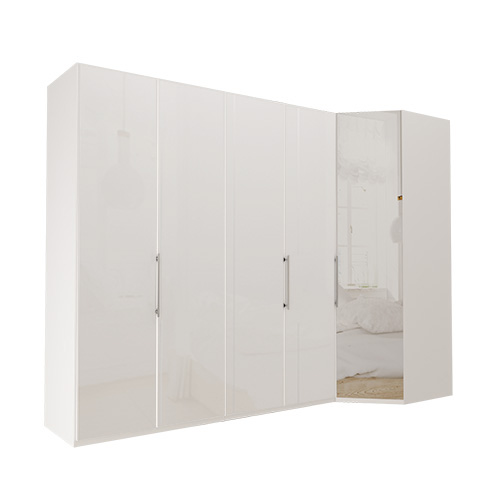 Garderob Atlanta - Vit 200 cm, 236 cm, Vitt glas