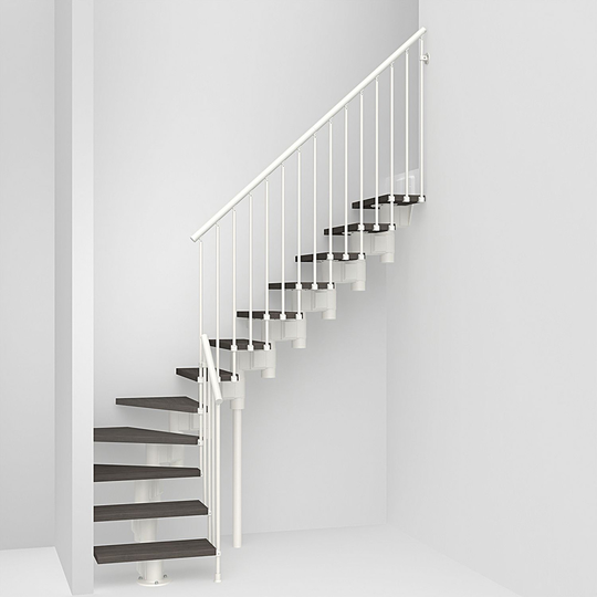 Fontanot Spin R 030 - Trappa 225-303 cm, Vit / Mörk alm, 90 cm