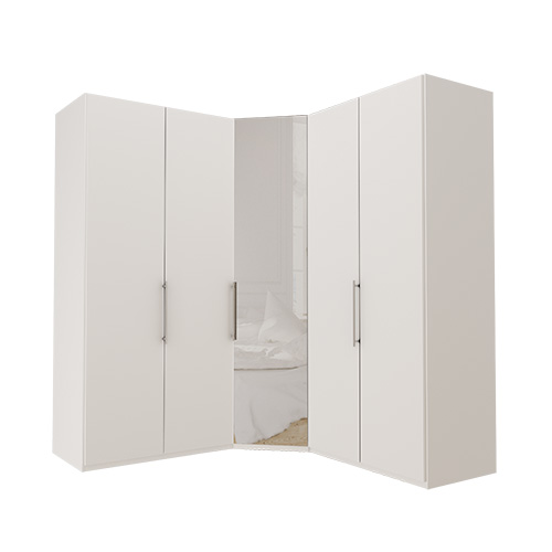 Garderob Atlanta - Vit 100 + hörn + 100, 236 cm, Vit