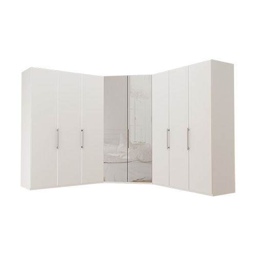 Garderob Atlanta - Vit 150 + walk-in + 150, 216 cm, Vit