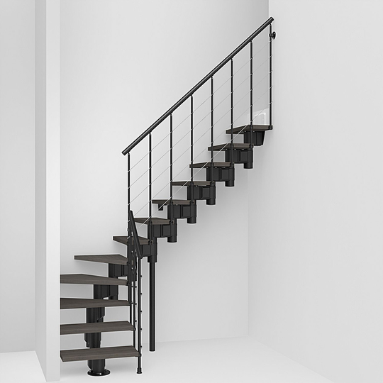 Fontanot Spin R 010 A - Trappa 275-373 cm, Svart / Mörk alm, 90 cm