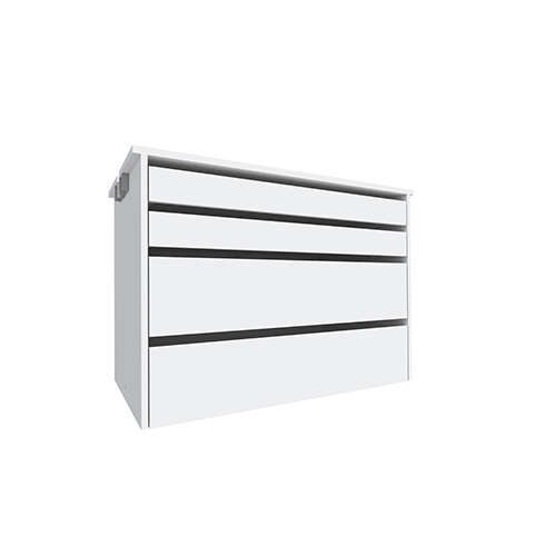 Lådsektion Inredning Mix 640 mm, 2 st Låg och 2 st Mellan