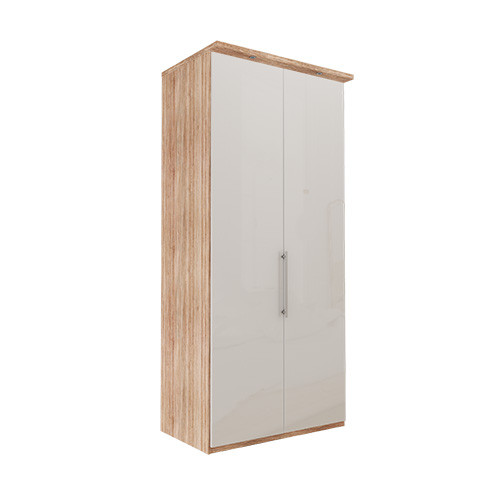Garderob Atlanta - Ljus rustik ek 216 cm, Med kornisch, Vänster