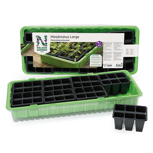 Nelson Garden Minidrivhus med krukinsatser 57 x 24 cm