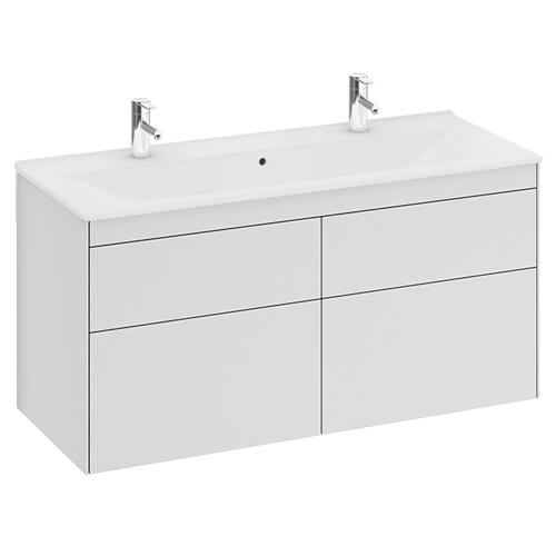 Kommod med tvättställ IFÖ Sense 1200 mm (2 blandarhål), Vit