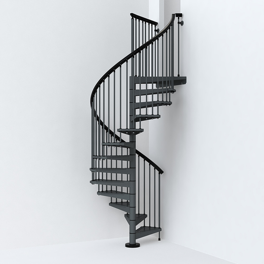 Fontanot spiraltrappa SKY 030 - Trappa 140 cm, Mörkgrå, 211-283 cm
