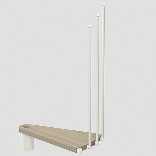 Fontanot Spin T 030 - Extra steg trappa 118 cm, Vit / Ljus alm