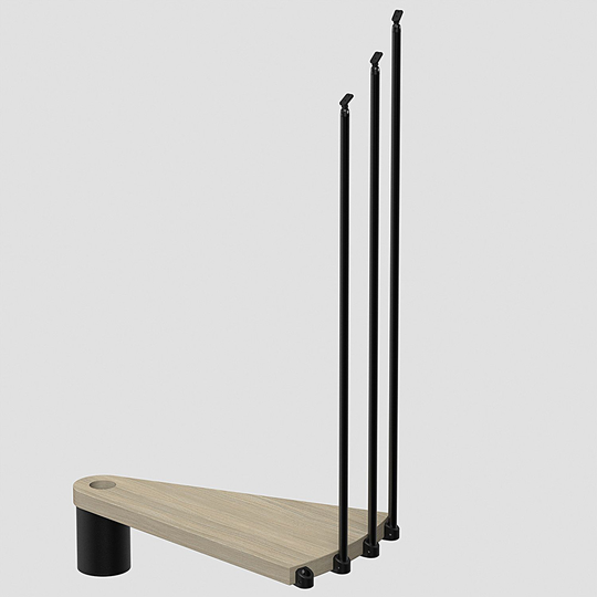 Fontanot Spin T 030 - Extra steg trappa 128 cm, Svart / Ljus alm