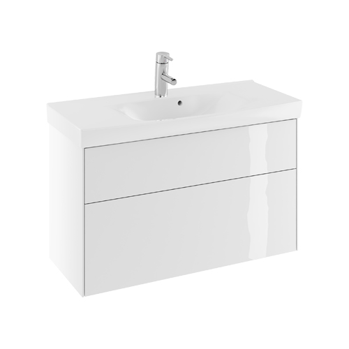 Kommod med tvättställ IFÖ Sense Compact 900 mm, Vit högblank